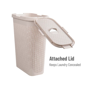 Two 40-liter hampers in a set help organize clothing and towels.