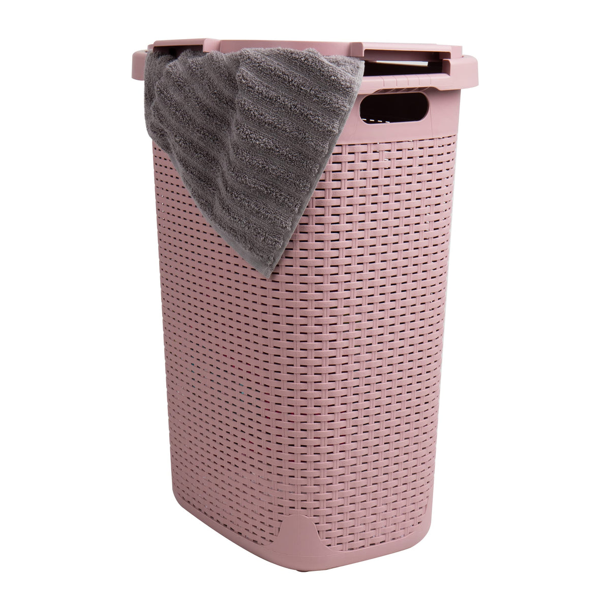 Mind Reader Slim Laundry Hamper top view shows space-saving profile for tight rooms.