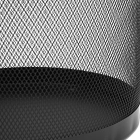 Mind Reader mesh trash can close-up shows smooth rounded lip and spill guard.