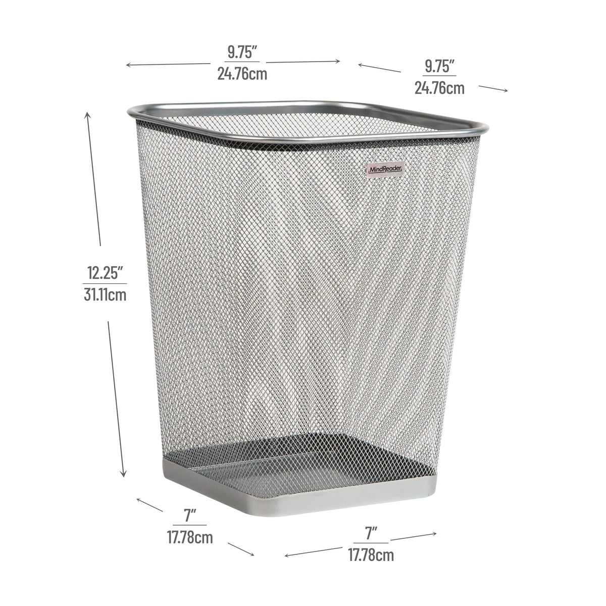 Mind Reader under-desk mesh bin fits neatly under desk for compact storage.