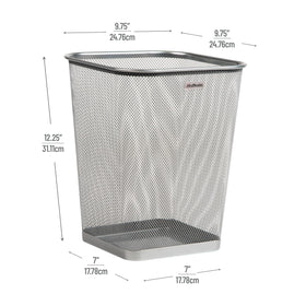 Mind Reader under-desk mesh bin fits neatly under desk for compact storage.