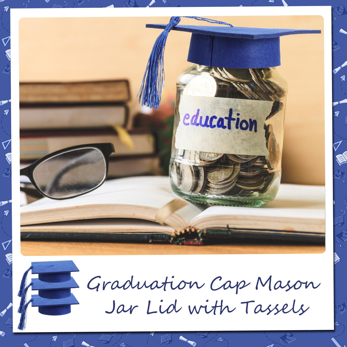 Mindsoft 24-pack tassel lids simplify decorating and hosting a coordinated graduation event.