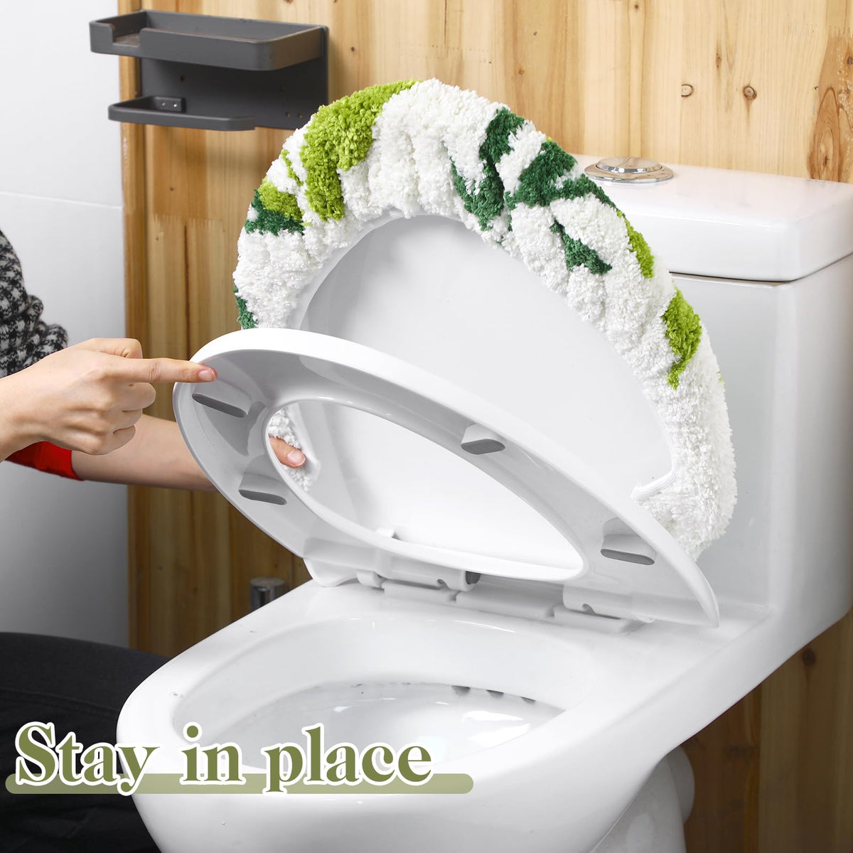 Mindsoft Green Leaves leaves pattern adds natural, calming decor to the bathroom