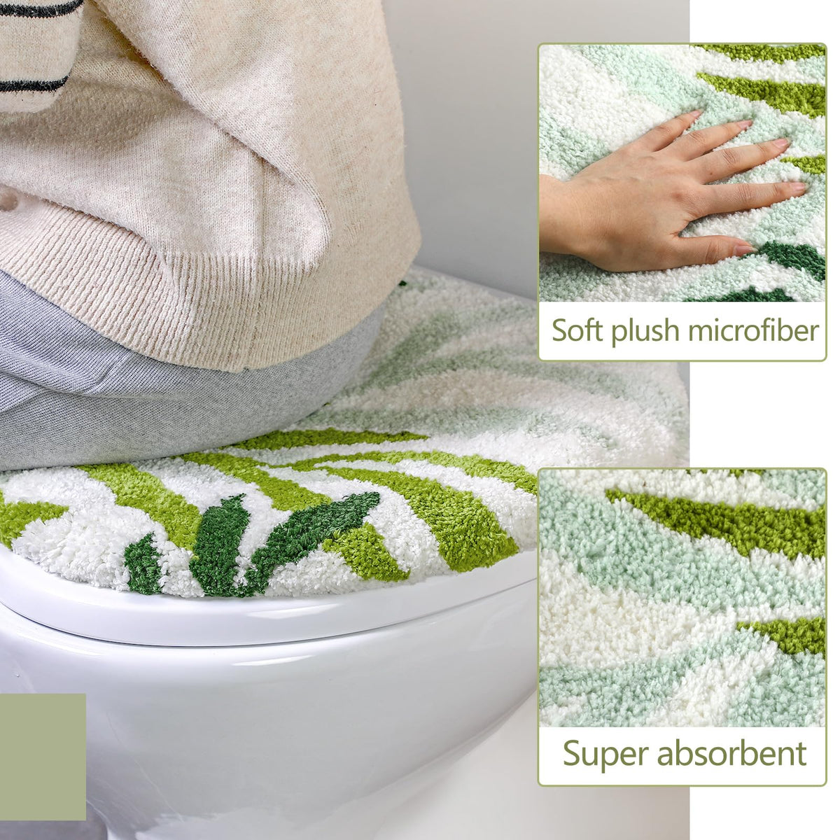 Mindsoft Green Leaves plush tufted fabric highlighting luxurious texture