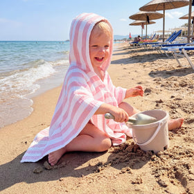 Mindsoft Muslin Hooded Towel pink after-bath use ideal for drying hair quickly.