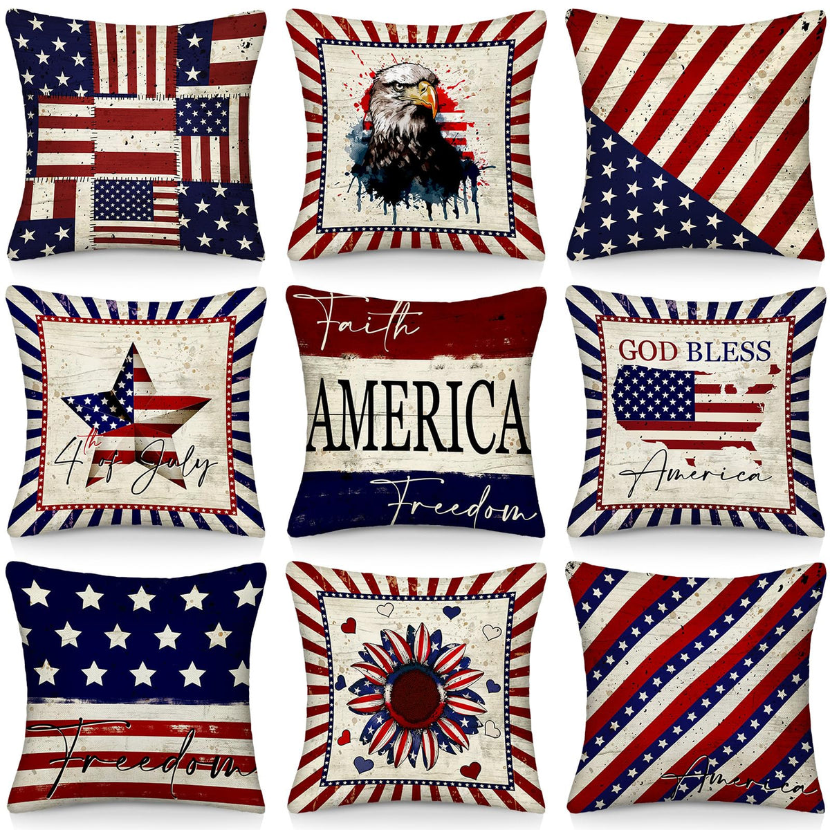 Mindsoft patriotic pillow covers 18x18 collection adds festive flair to living rooms