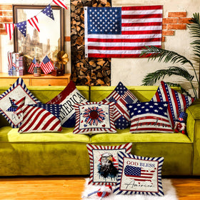 Mindsoft Stars and Stripes farmhouse design pillow cover for cozy rustic decor