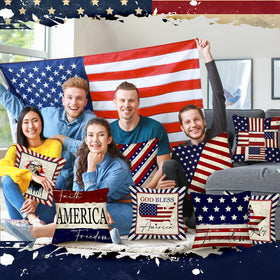 Mindsoft USA flag-inspired decor pillow cover adds national charm to sofa