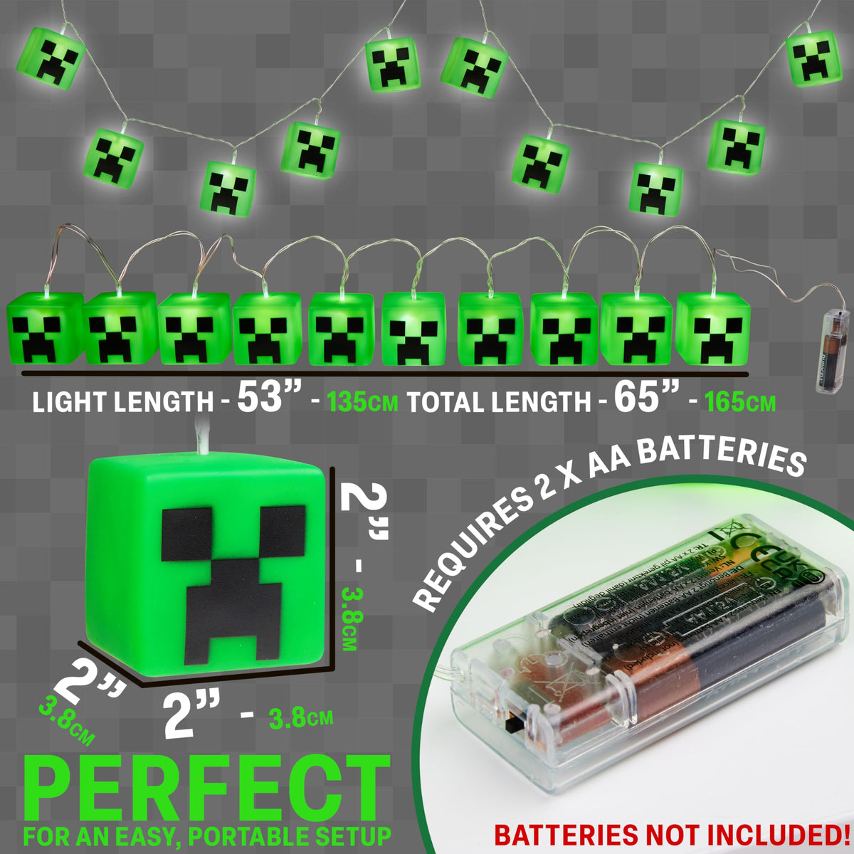 Minecraft battery-powered fairy lights are easy to place anywhere.