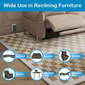 MineCtrl recliner power supply side label displays model and compatibility details.