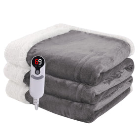 Minervada heated blanket full 72x84 folded front view shows cozy warmth.