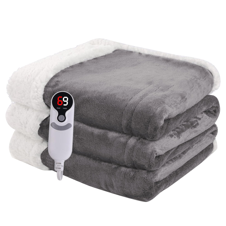 Minervada heated blanket full 72x84 folded front view shows cozy warmth.