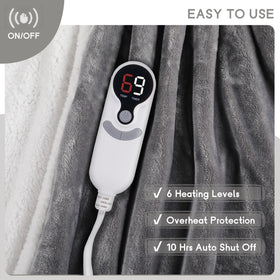 Minervada heated blanket on flannel side highlights plush texture.