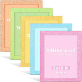 Minesaxel 8x10 colorful glitter frame set for wall or tabletop display, ideal for rotating kid art