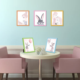 Minesaxel wall-tabletop display frame in five colors enhances classroom or nursery decor