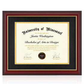 Minesaxel diploma frame front view in cherry red for bold wall display