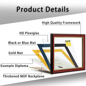 Minesaxel diploma frame side view highlighting slim profile for space-saving setup