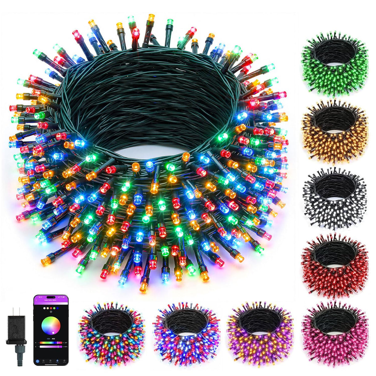 Minetom 82ft color-changing Christmas lights for vibrant tree decoration.