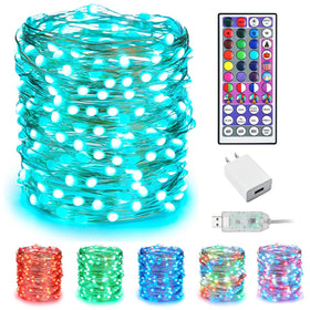 Minetom color changing fairy lights on copper wire for ambient room lighting.
