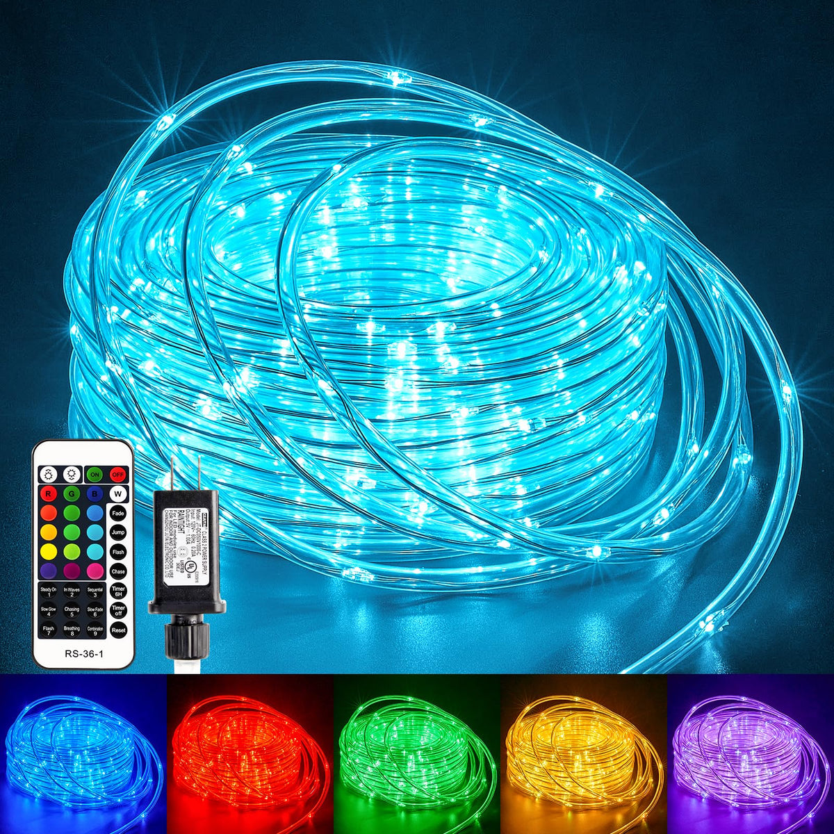 Minetom color-changing rope lights outdoors provide vibrant ambient lighting for celebrations.