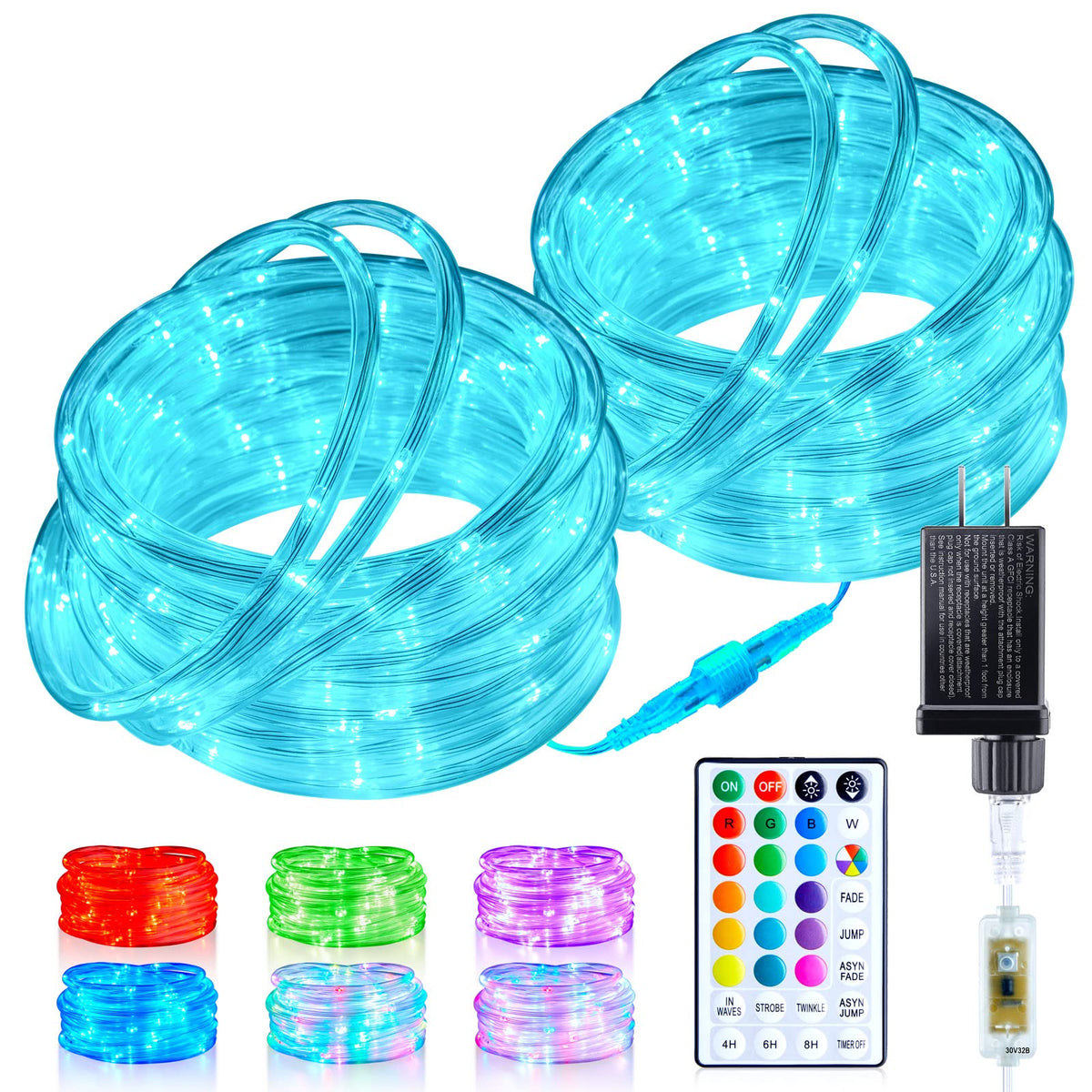 Minetom color changing rope lights outdoor 66ft with remote for flexible patio illumination.