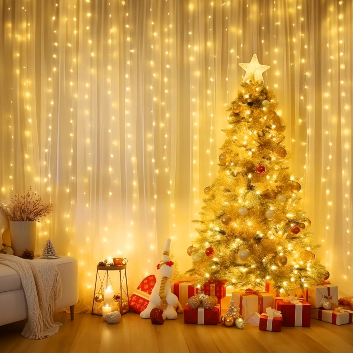 Minetom curtain lights showing the 8 modes for versatile room effects