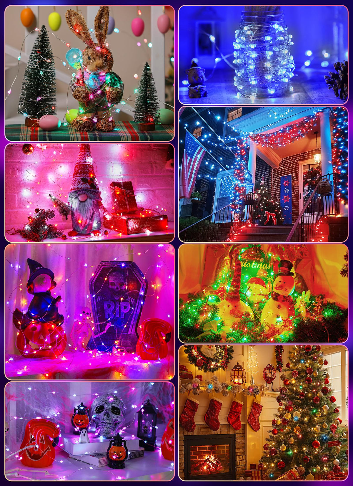 Minetom bedroom lighting adds a cozy glow to curtains and shelves.