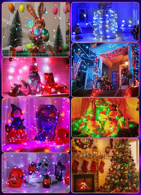 Minetom bedroom lighting adds a cozy glow to curtains and shelves.