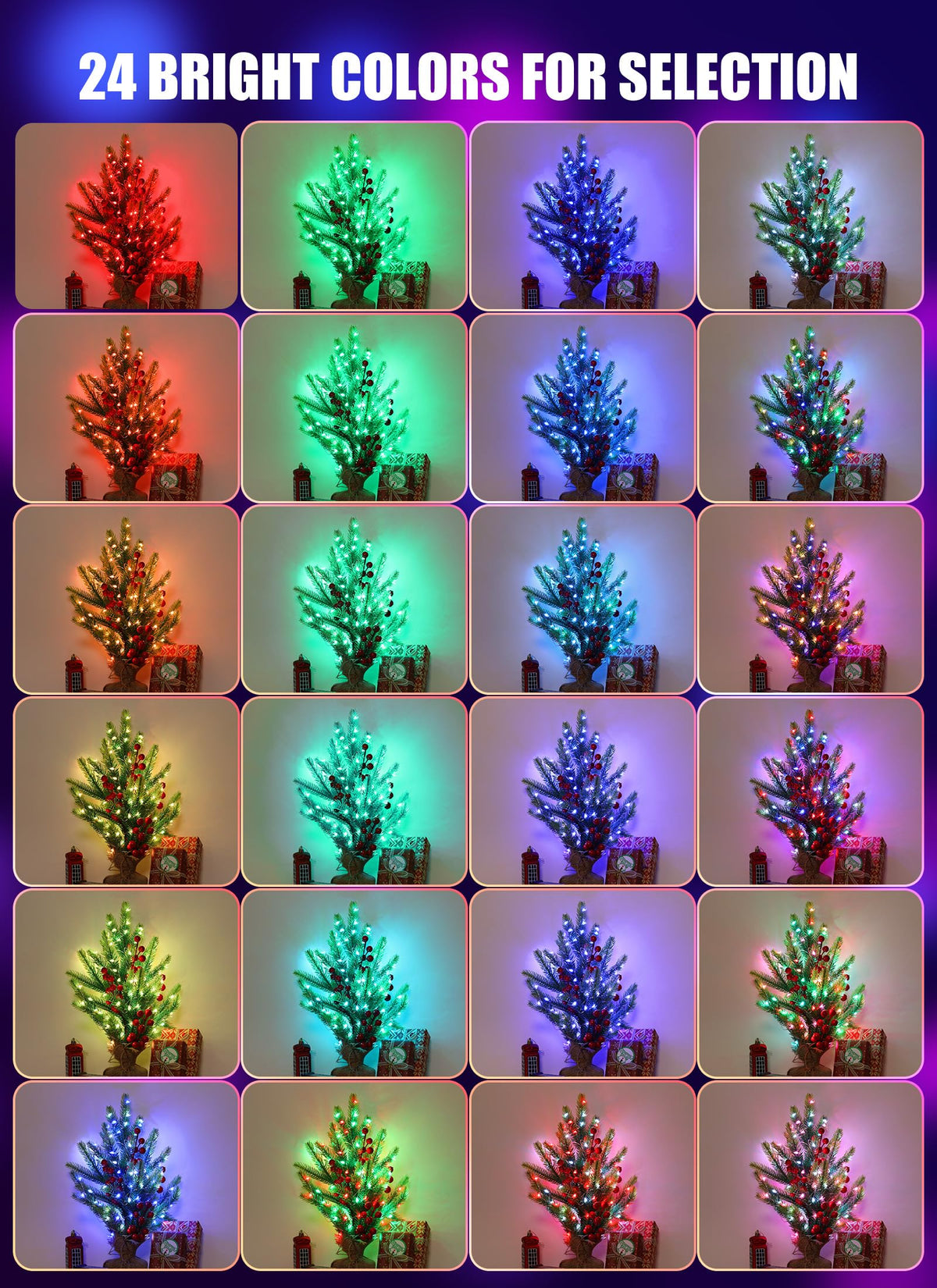 Minetom remote controlled fairy lights with 24 colors for easy mood setting.
