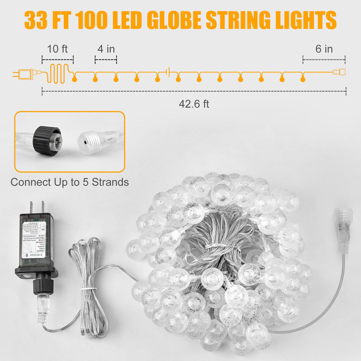 IP44 waterproof Minetom Globe Lights suitable for indoor and outdoor use.