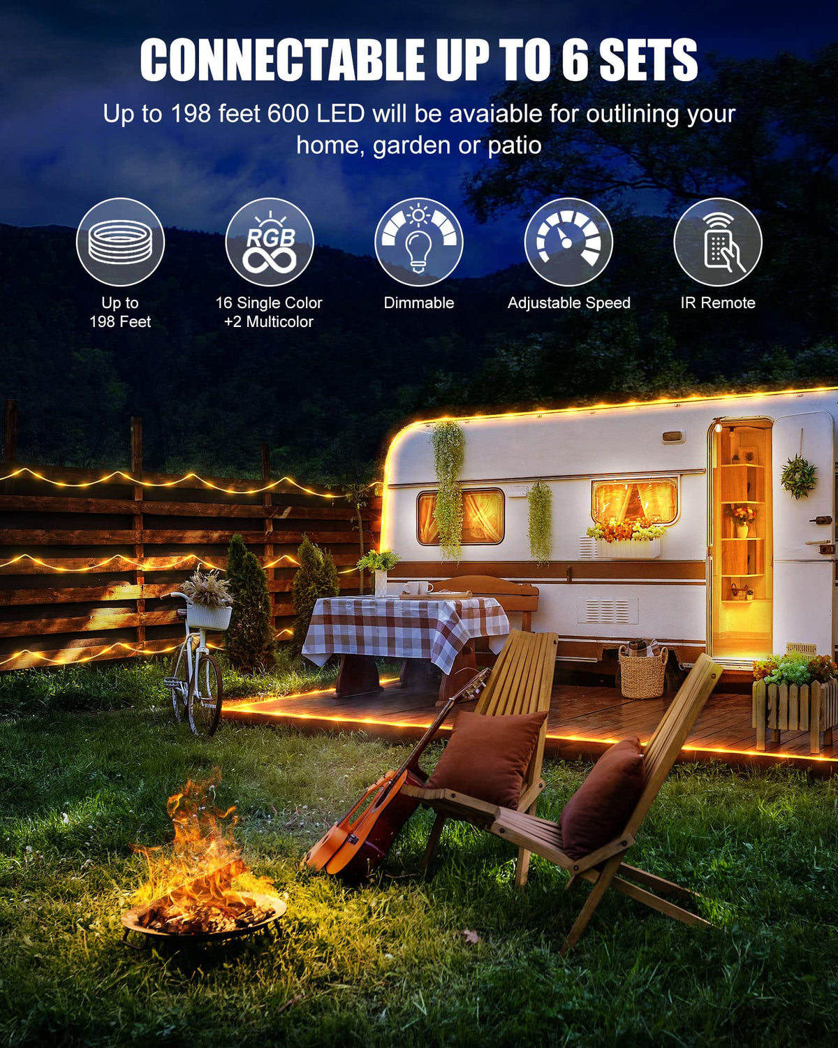 Minetom IP65 waterproof rope lights withstand outdoor use in rain.