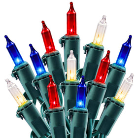 Minetom patriotic mini string lights on green wire for outdoor patriotic ambiance.