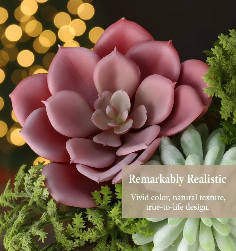 Brighten tables and mantels with Mingfuxin artificial succulents.