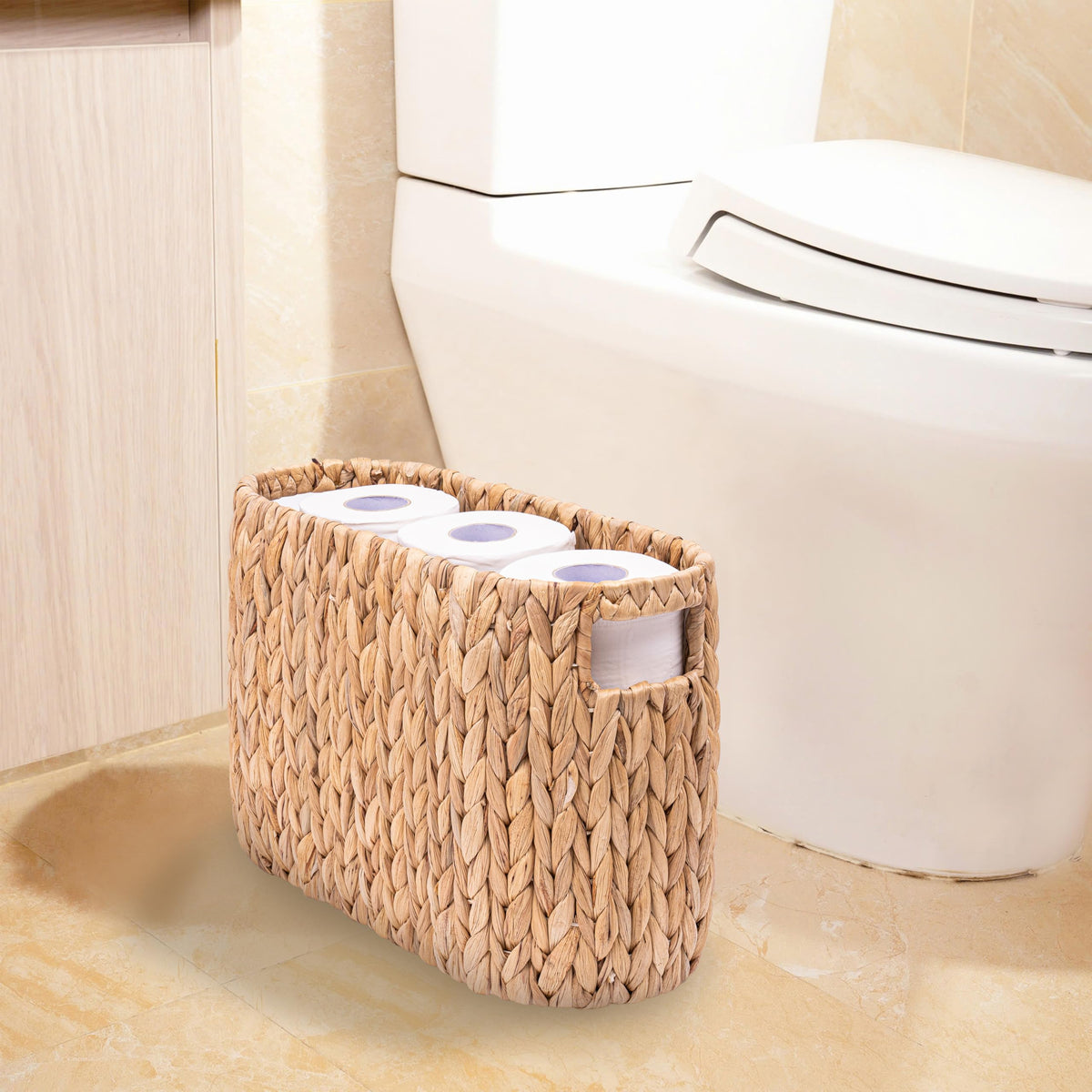 MINHKUST bathroom organizer basket complements rooms and styles while reducing clutter