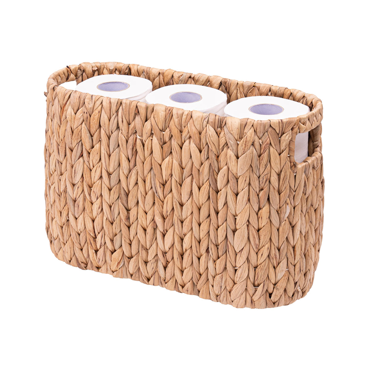 MINHKUST wicker toilet paper holder with built in handles for easy transport