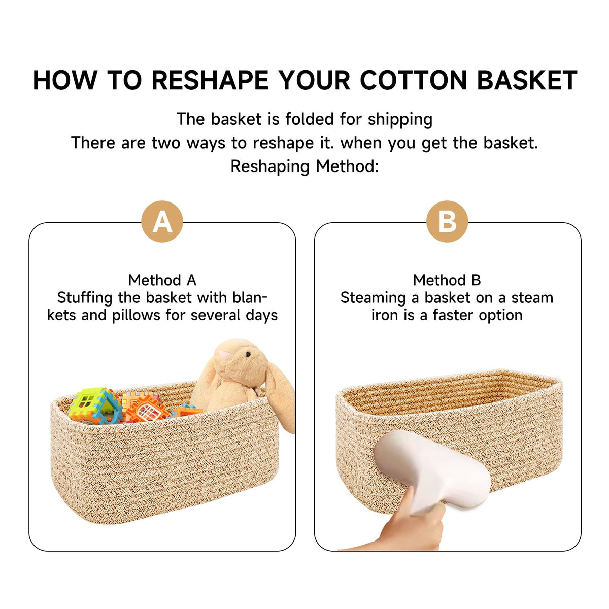 MiniArk machine-washable storage baskets for easy care.