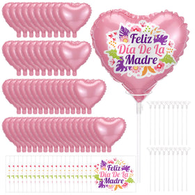 MiniInflat pink heart foil balloons provide a cheerful 10-inch centerpiece.