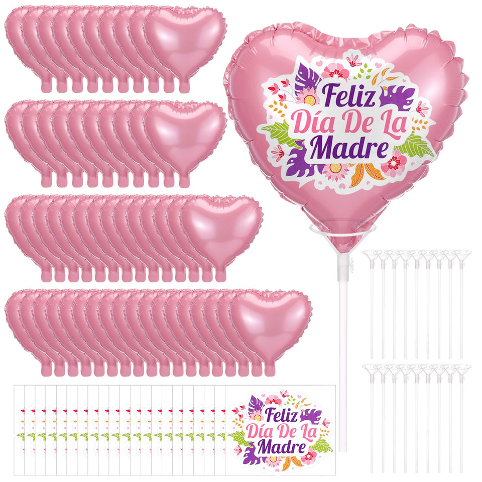 MiniInflat pink heart foil balloons provide a cheerful 10-inch centerpiece.