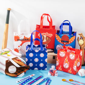 MiniInflat baseball bags show bright prints to elevate party gift presentations.