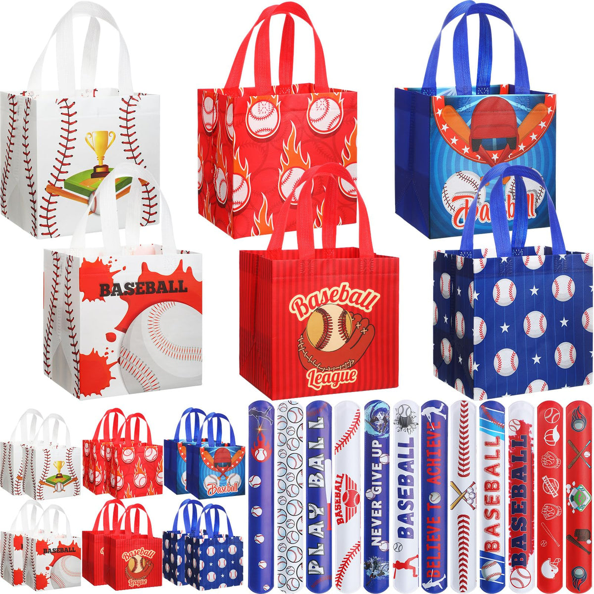 MiniInflat baseball gift bags feature six designs for eco-friendly party favors.
