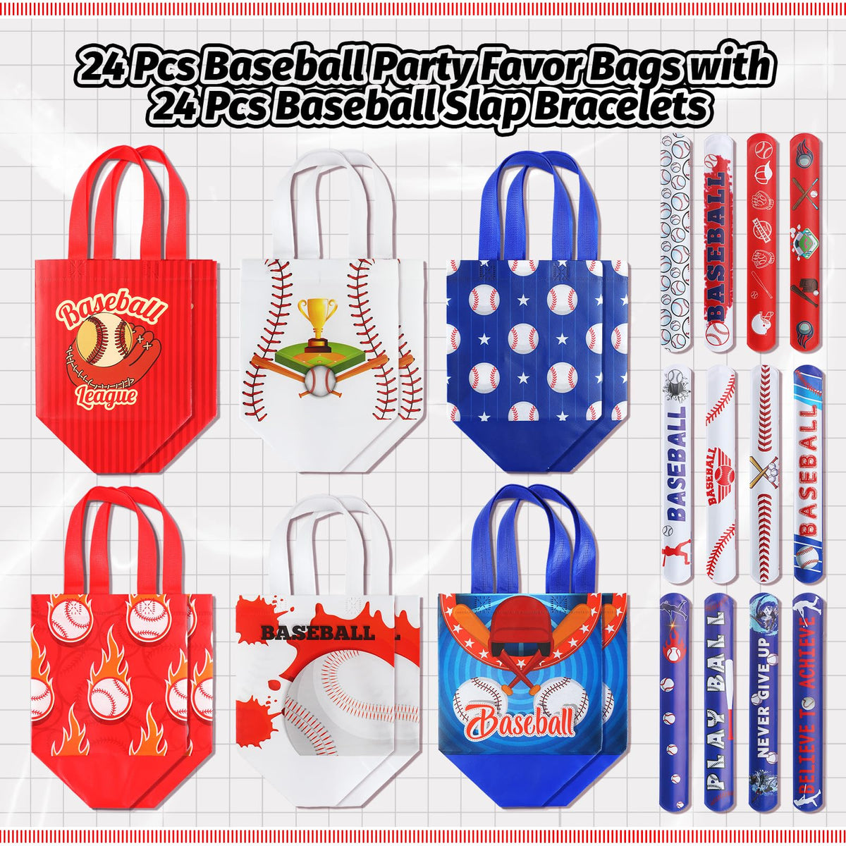 MiniInflat baseball gift bags measure 7.87 x 7.87 x 5.91 inches.