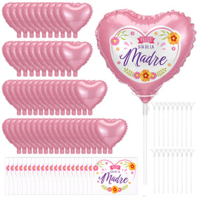MiniInflat Mother’s Day pink foil heart balloon, 10 inch, for festive table decor.