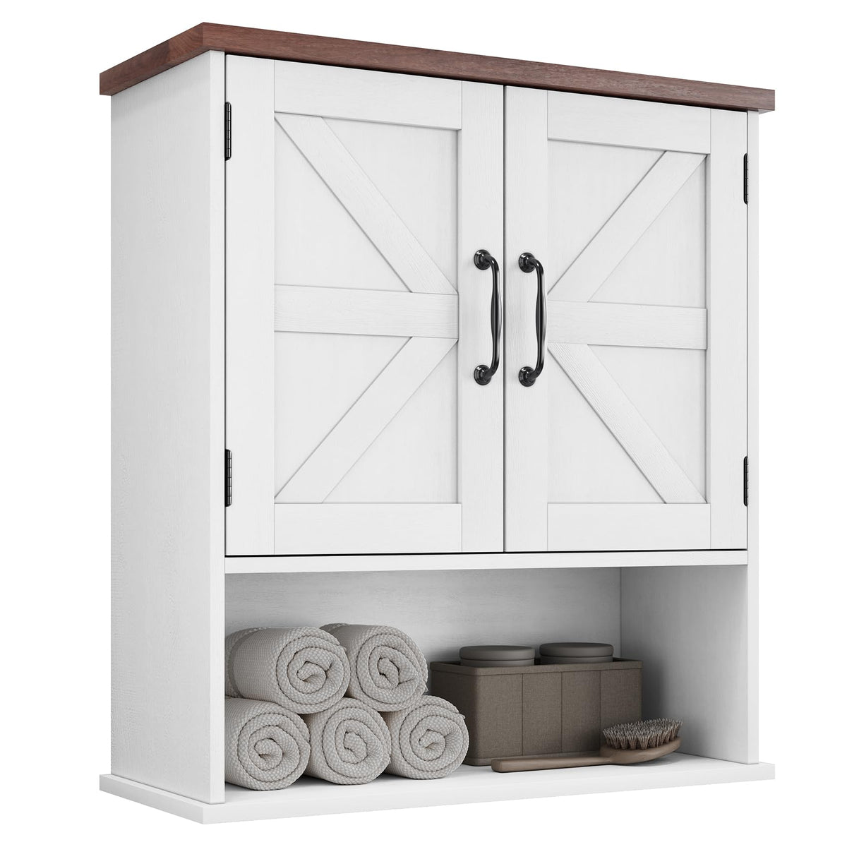 Mino Kesper barn doors bathroom cabinet shows stylish storage for small bathrooms