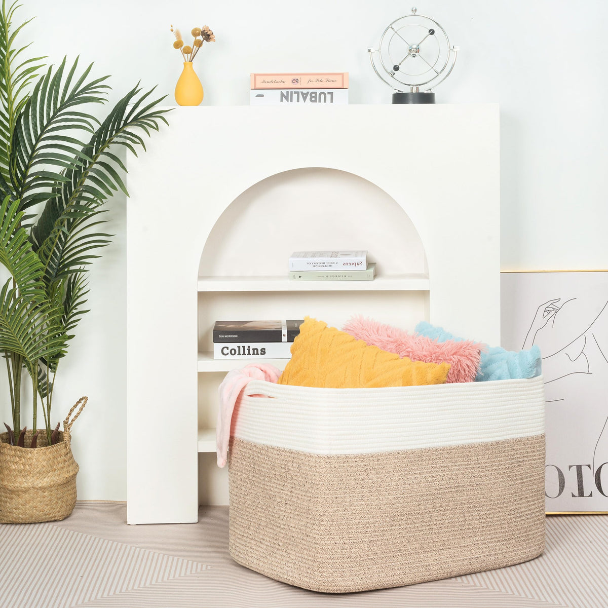 Mintwood Design living room organization basket complements any decor.