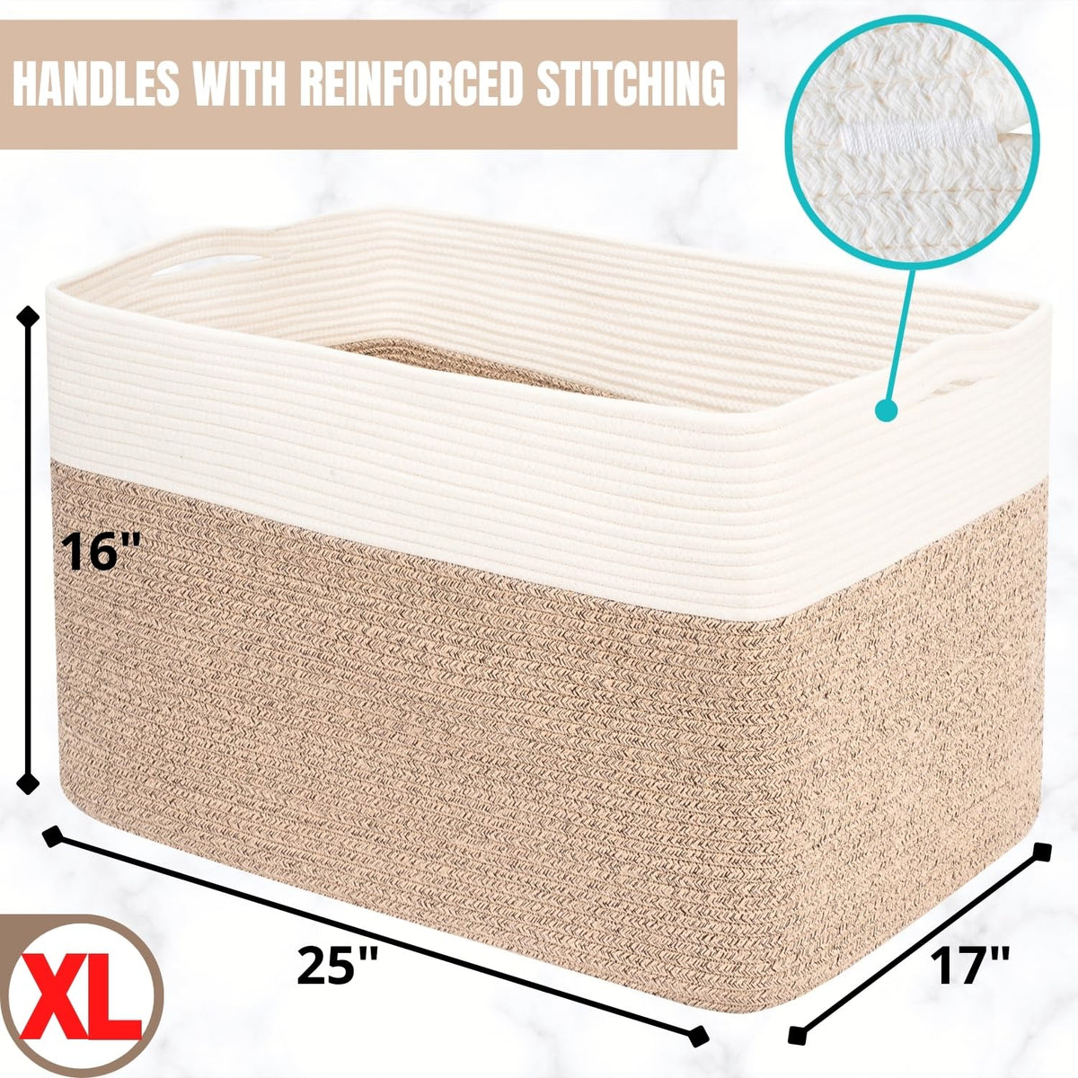 Mintwood Design soft cotton rope basket offers durable storage.