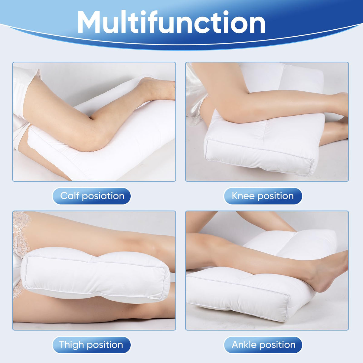 MINUPWELL knee pillow for back sleepers supports hips and legs