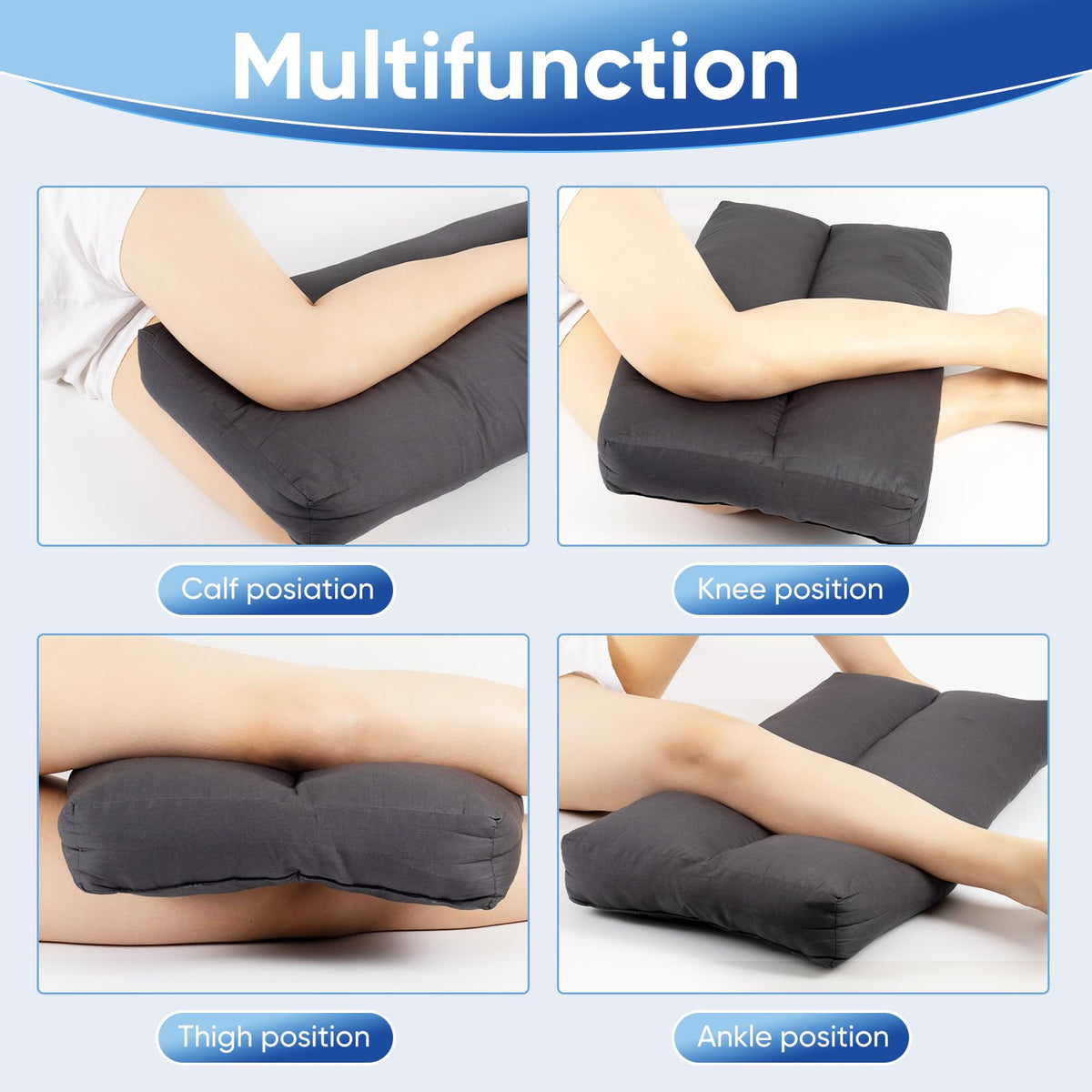 MINUPWELL knee pillow features baffle-box construction for lasting shape.