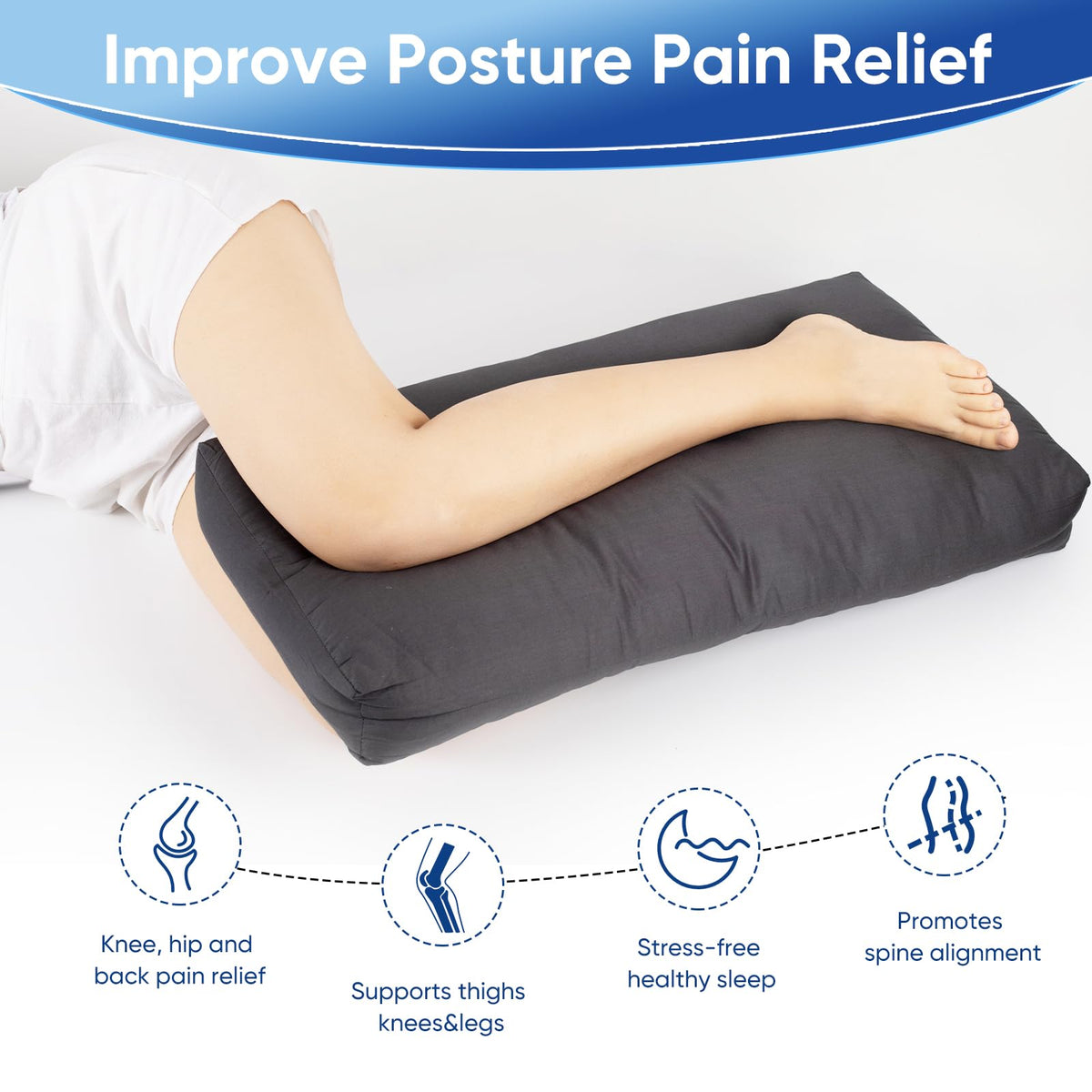 MINUPWELL knee pillow soft cotton cover delivers breathable comfort.
