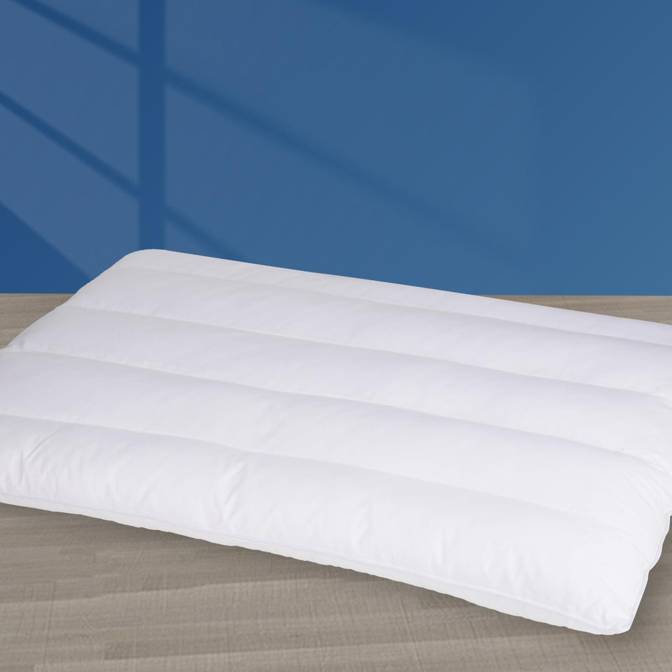 MINUPWELL Ultra Flat Pillow 18x26 cover close-up showing a soft cooling cotton surface.
