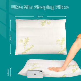 MINUPWELL Ultra Thin Pillow demonstrates a 2.5-inch profile supporting cervical alignment.